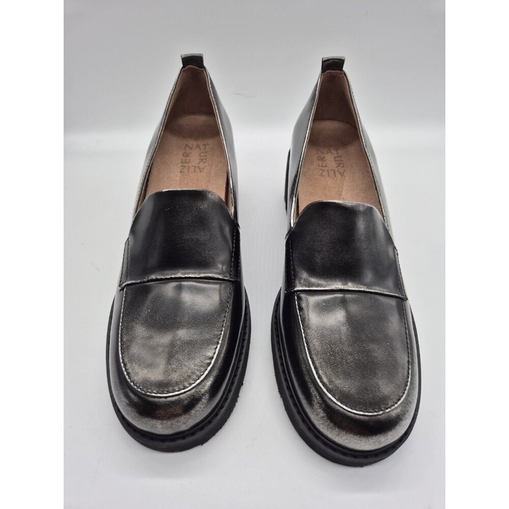 Naturalizer Women's Shoes Size 7.5 Loafers Leather Black/Gray  Chunky  Darry 375